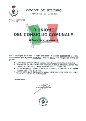 Convocazione del Consiglio Comunale per il giorno 22.10.2025 ore 21.00. Convocazione del Consiglio Comunale per il giorno 22.10.2025 ore 21.00.