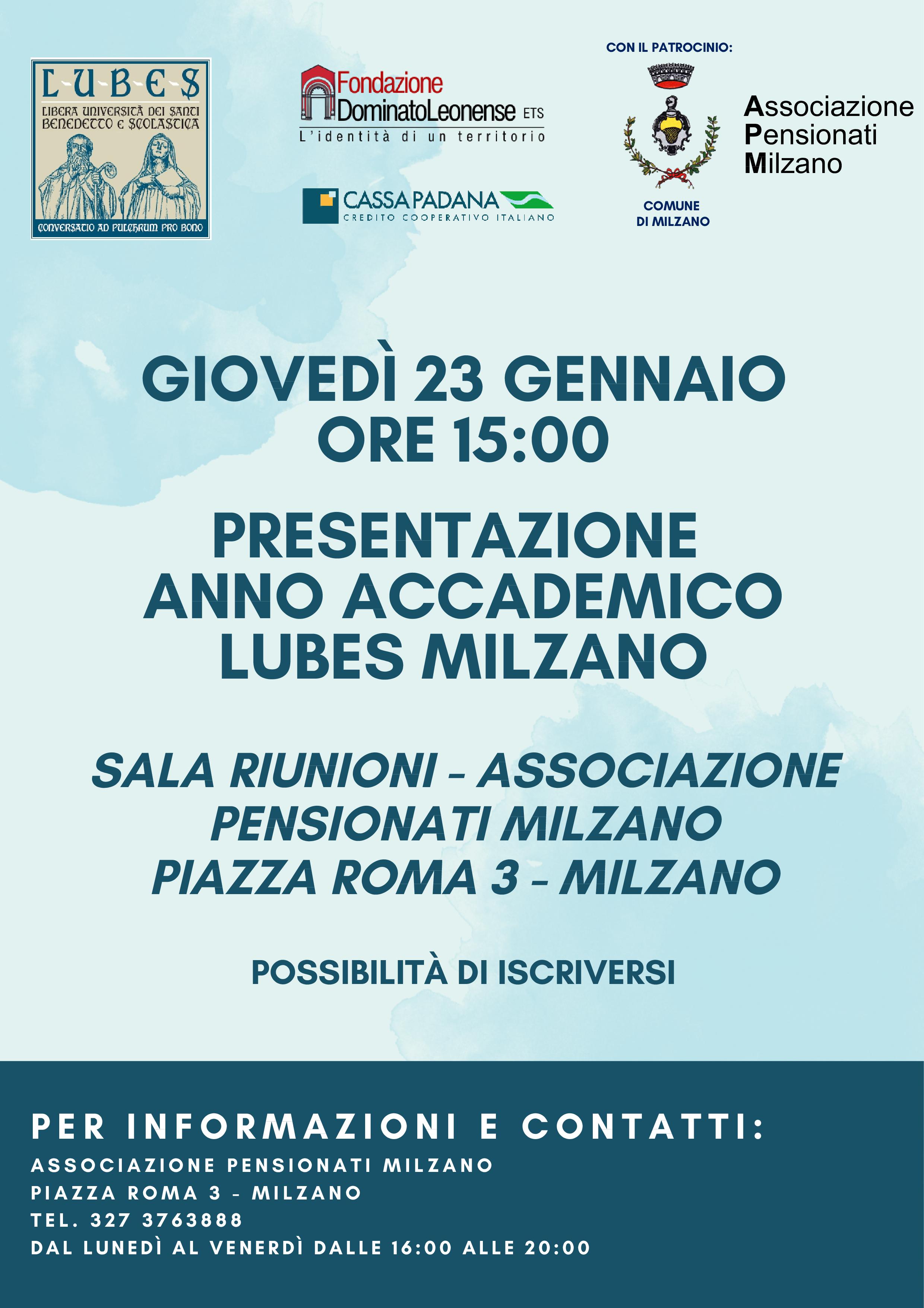 Presentazione Anno Accademico LUBES Milzano