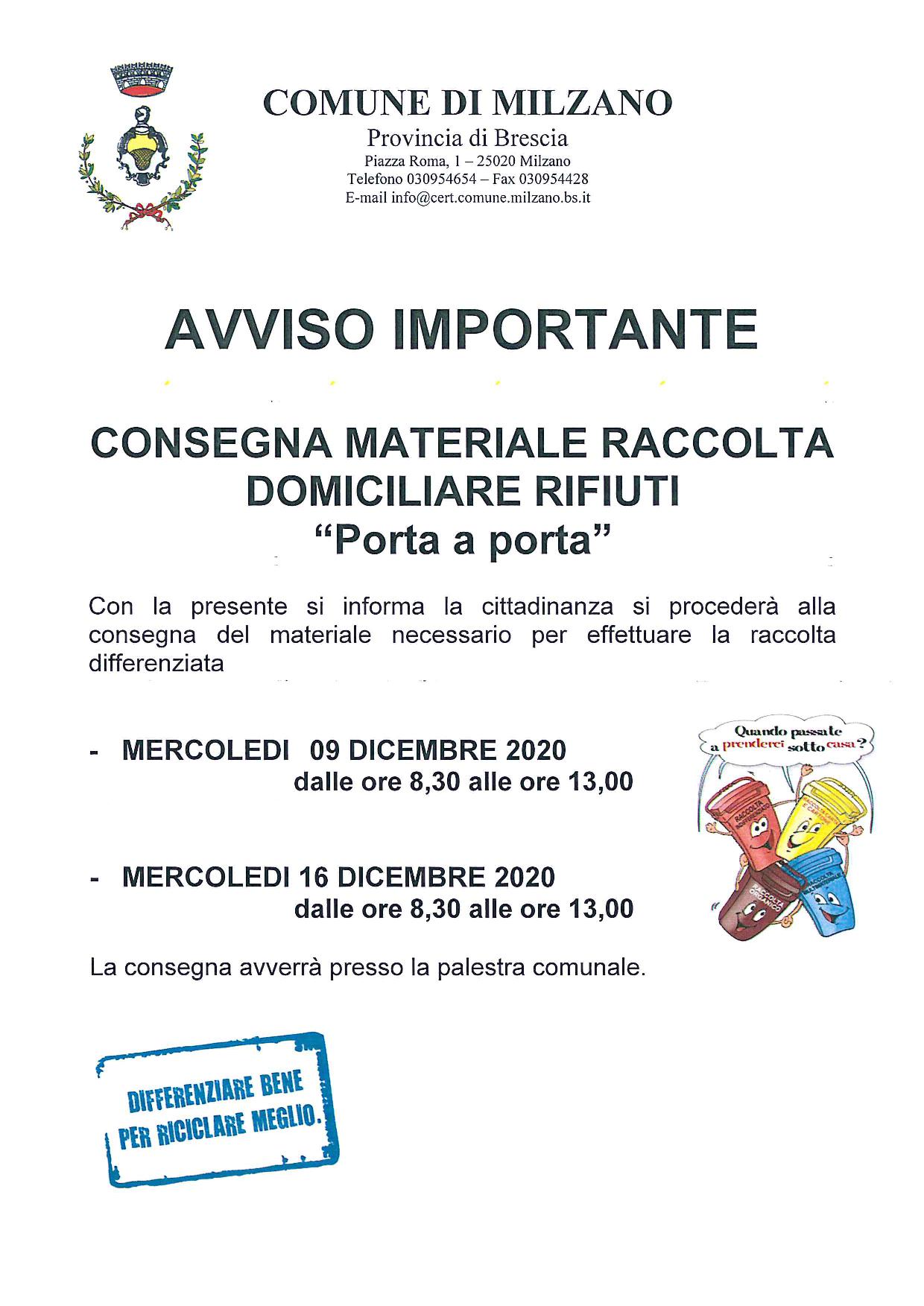 Avviso consegna kit rifiuti Anno 2021