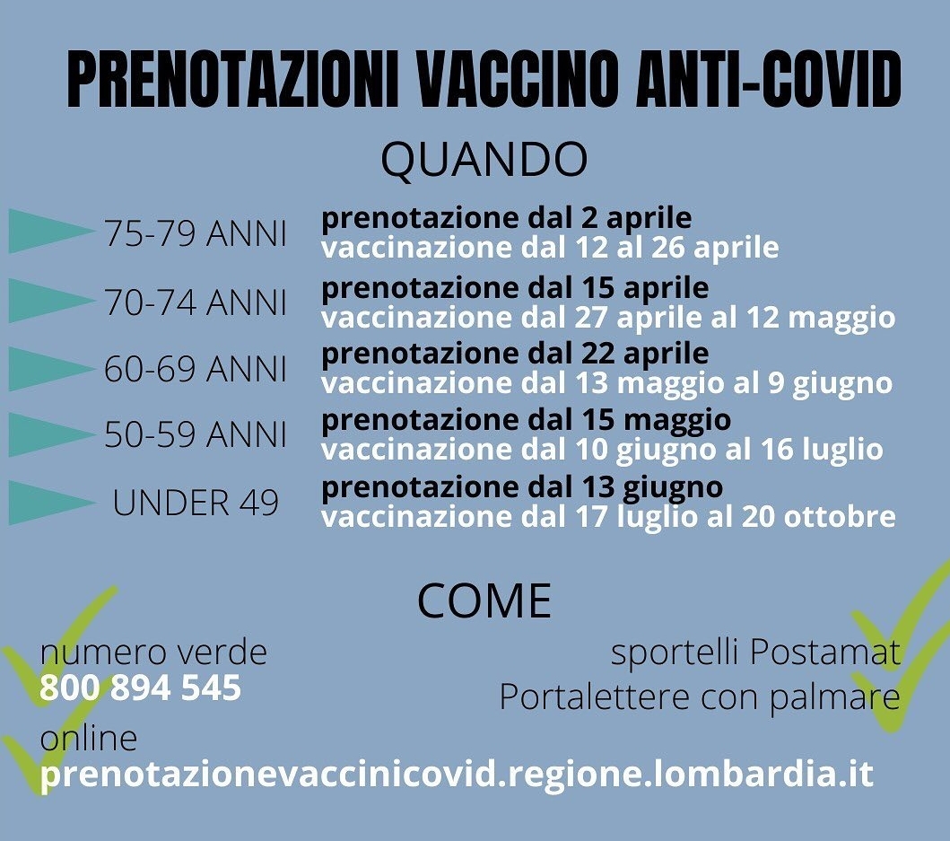 Calendario prenotazioni vaccinazioni covid-19