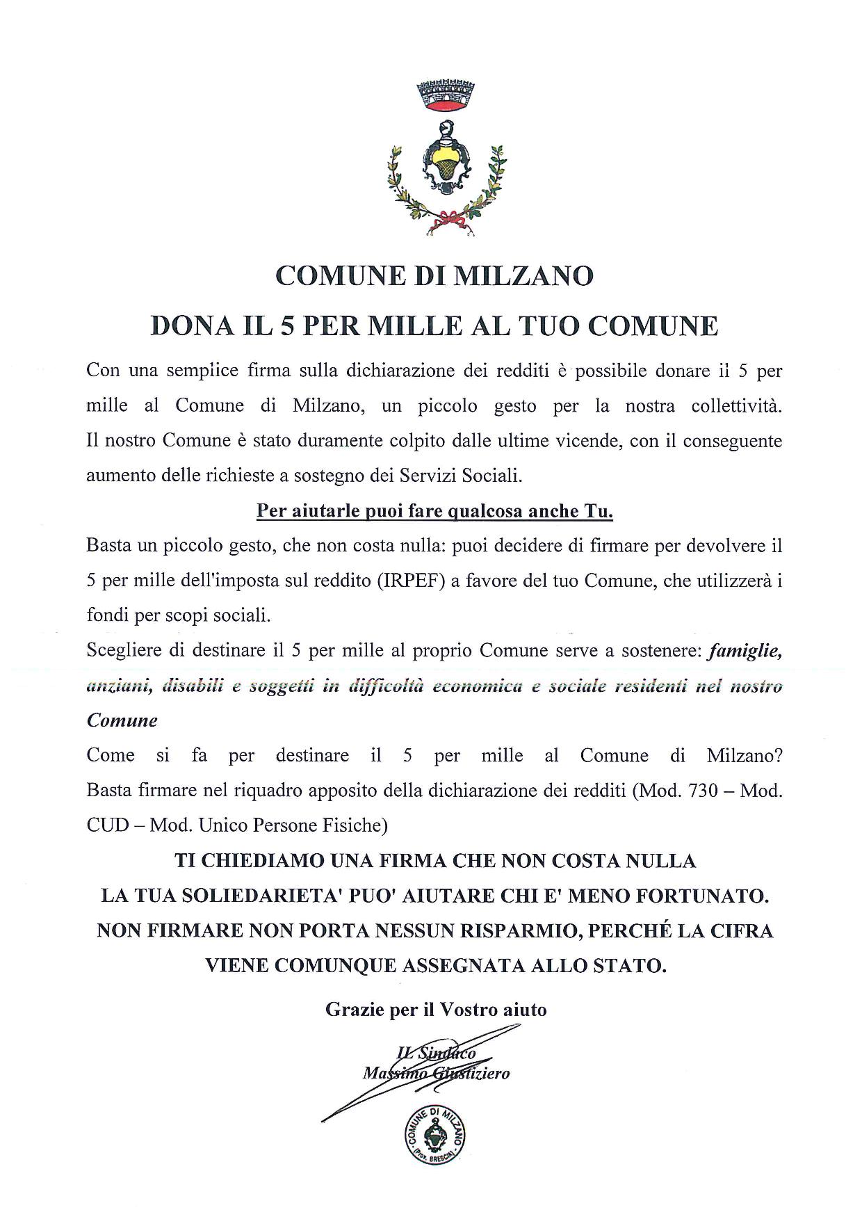 Dona il 5 per mille al tuo comune